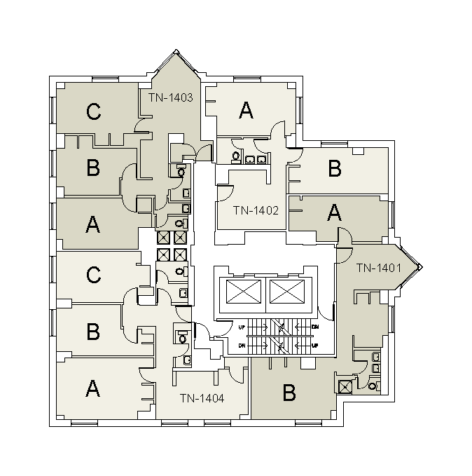 Floor plan for 3rd N. Tower N. Floor 14