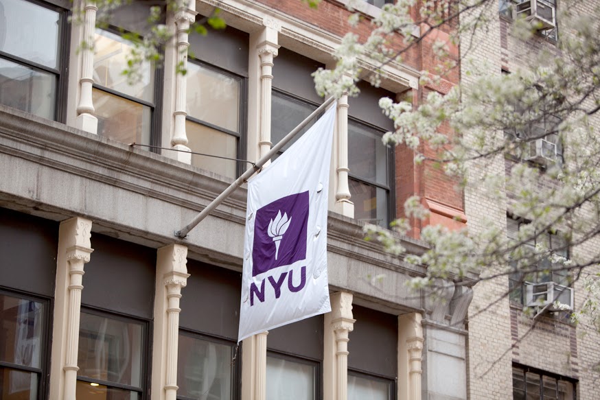 A flag with the NYU logo